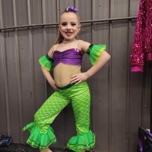 Mermaid costume with arm bands and flower hair piece